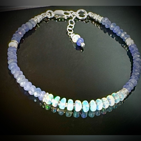 New  AAA Tanzanite & Ethiopian Welo Opal Bracelet — Sterling Silver - Picture 7 of 8